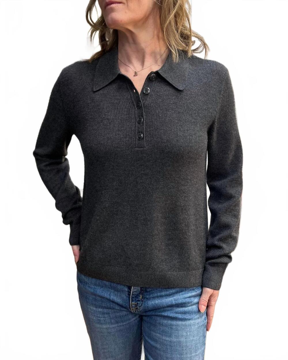 NEW TWP jorden polo sweater in charcoal